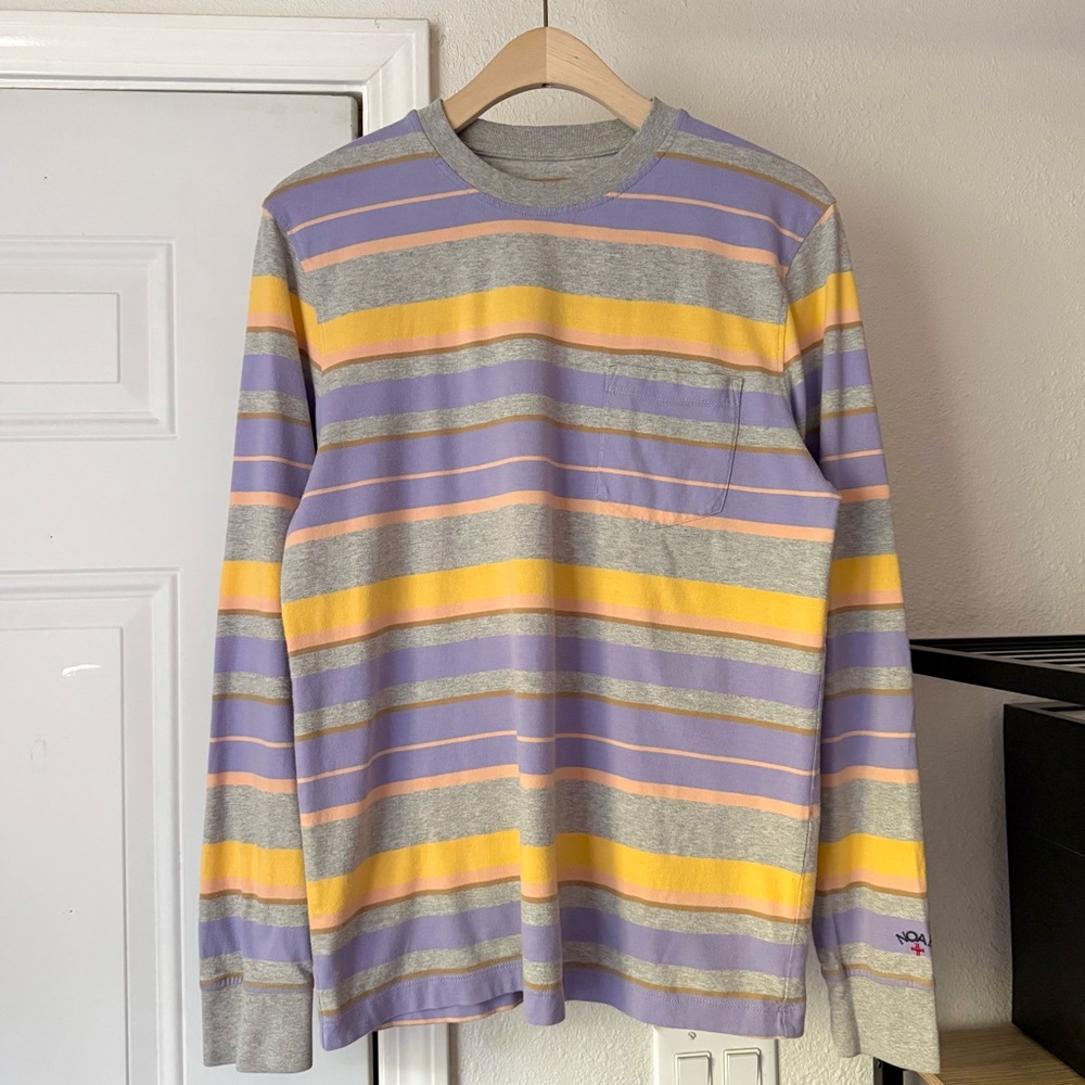 Noah NYC multicolor striped cotton crew neck‎ long sleeve tee t-shirt